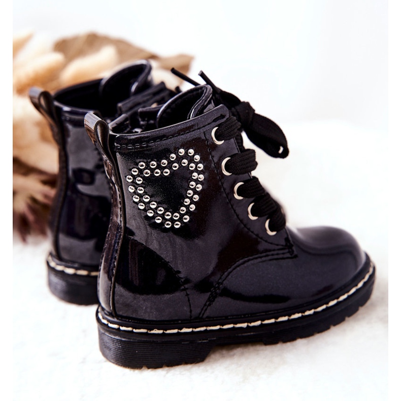 WT1 Stivali Laccati per Bambini Blu Navy Lucido 1