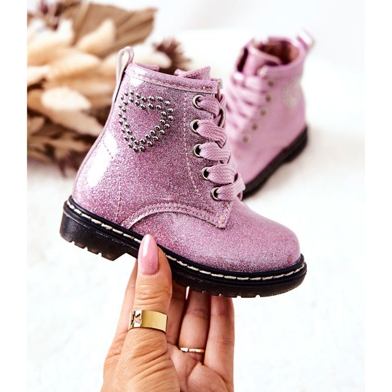 WT1 Stivaletti rosa lucidi laccati per bambini 2