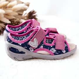 BEFADO S.A. Sandali Befado Con Velcro 065X151 Blu Navy-Rosa 2