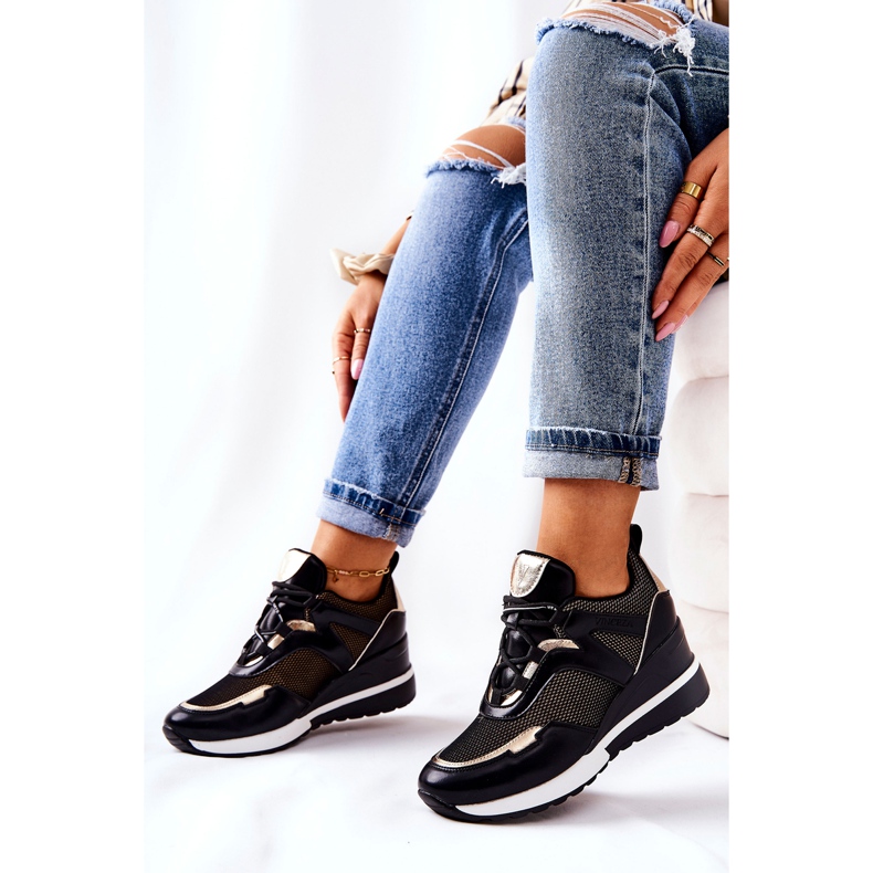 Vinceza Scarpe Sportive Donna Sneakers Nero-Oro Colli d'oro 1