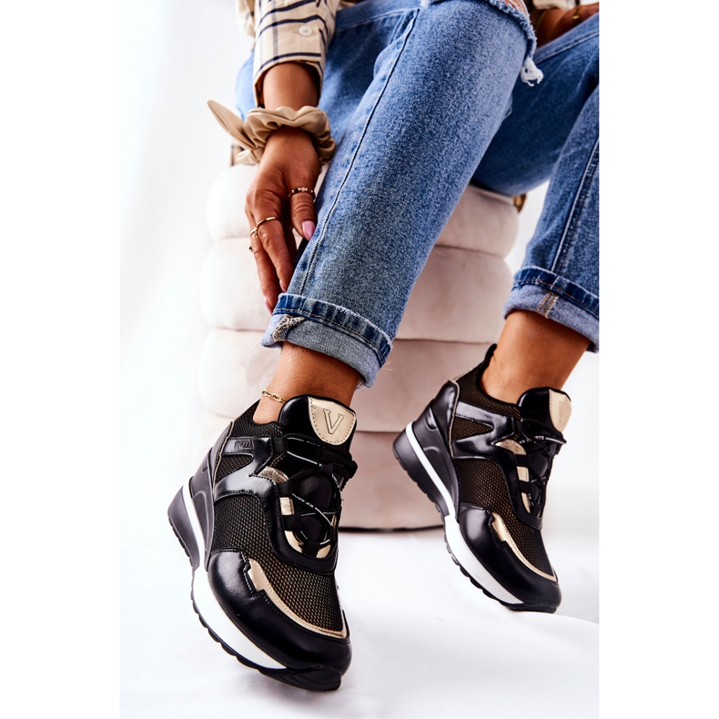 Vinceza Scarpe Sportive Donna Sneakers Nero-Oro Colli d'oro 2