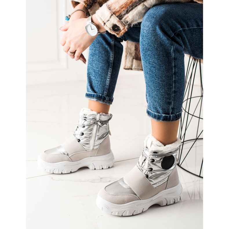 TRENDI Stivali da neve casual argento grigio 2