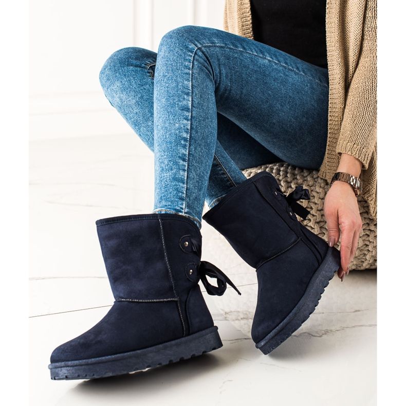 TRENDI Mukluki con un fiocco blu navy 1