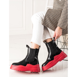 TRENDI Stivali Chelsea sulla piattaforma della moda nero rosso 2