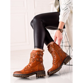 Super Mode Stivali stringati color cammello marrone 1