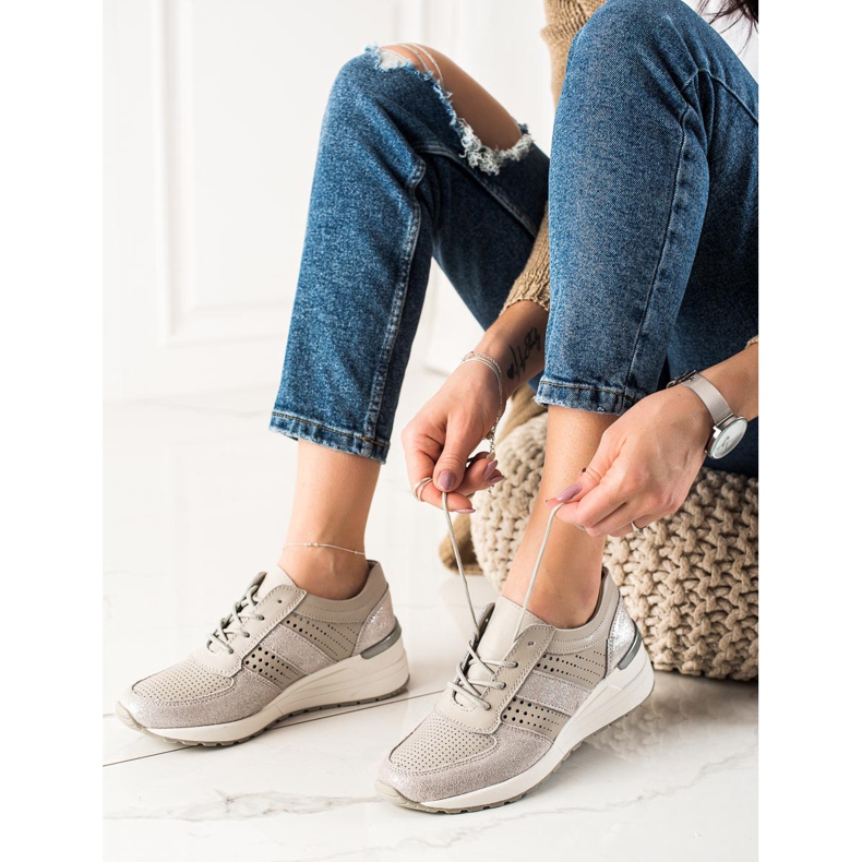 Evento Sneakers in pelle argento beige d'argento 2