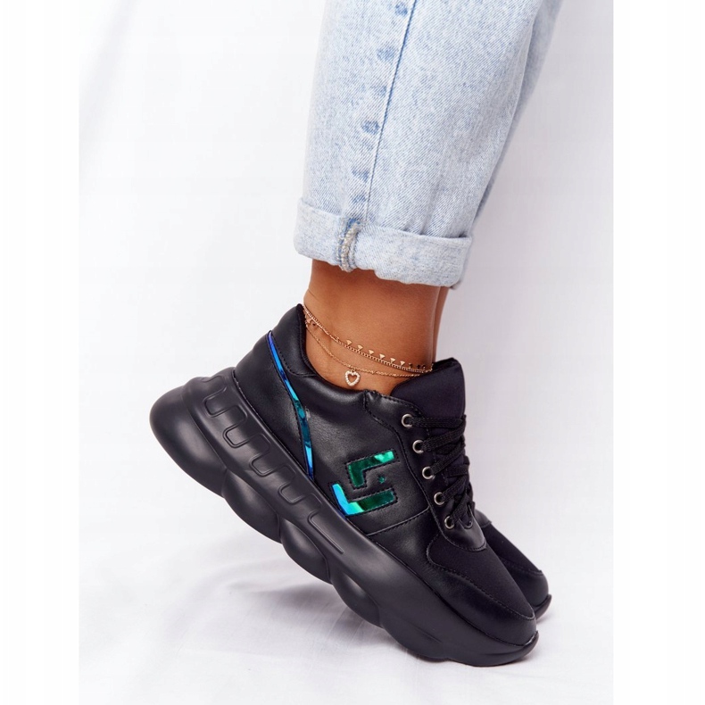 LU BOO Scarpe sportive femminili sulla piattaforma nera nero 3
