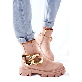 S.Barski Stivali beige chelsea isolati da donna con un ornamento 4