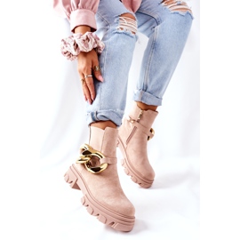 S.Barski Stivali beige chelsea isolati da donna con un ornamento 5