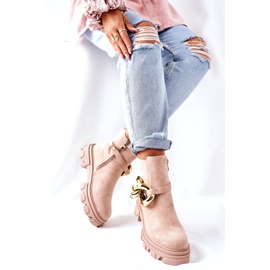 S.Barski Stivali beige chelsea isolati da donna con un ornamento 6