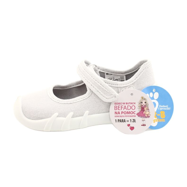 Scarpe veloci argento per bambini Befado 109P222 bianca d'argento 6