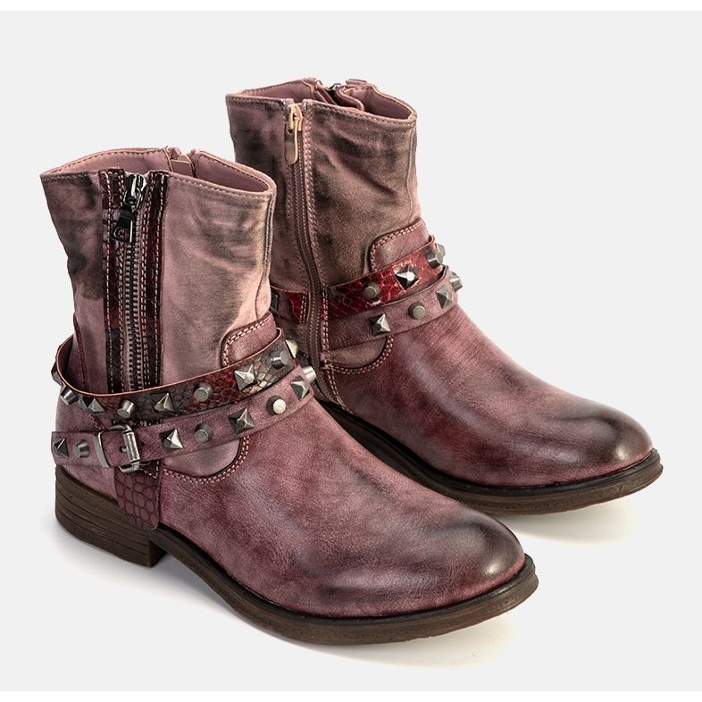 Stivaletti con borchie Red Elffie chiaretto marrone 1