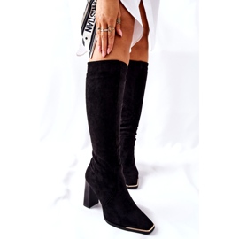 PS1 Stivali caldi da donna Punta dorata Black Puentos nero 1