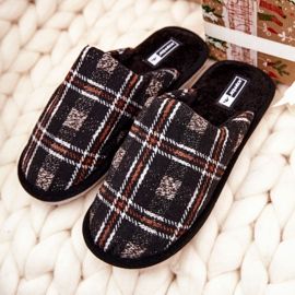 WJ1 Pantofole Whisper a quadri marroni caldi da uomo beige marrone 2