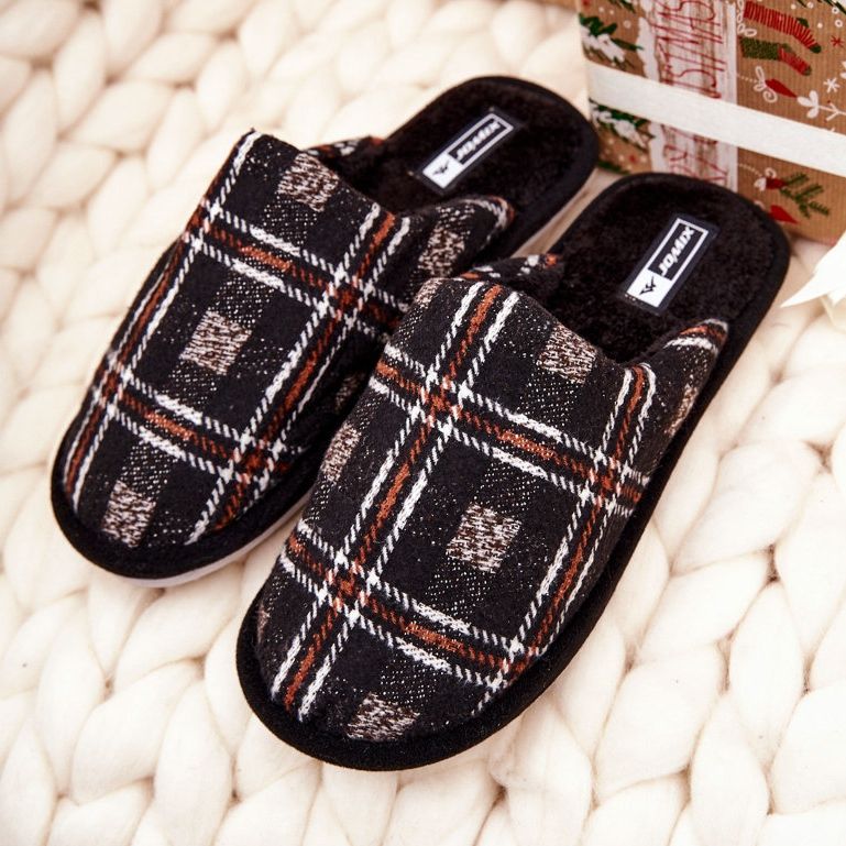 WJ1 Pantofole Whisper a quadri marroni caldi da uomo beige marrone 2