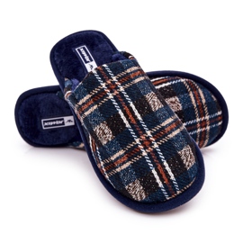 WJ1 Pantofole a scacchi blu navy da uomo Whisper beige 2