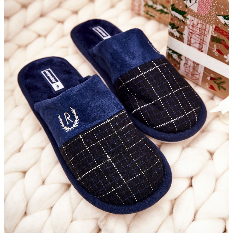 WJ1 Calde Pantofole A Scacchi Blu Navy Blase 2