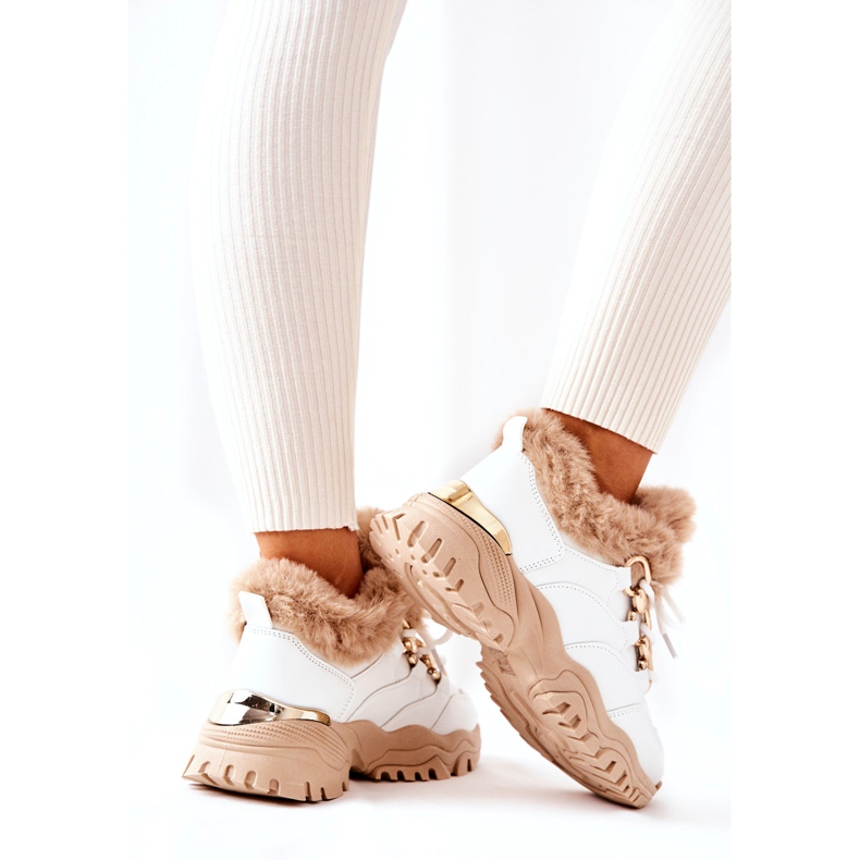 PM1 Scarpe sportive isolate in pelle bianche e beige Shiney bianco 3
