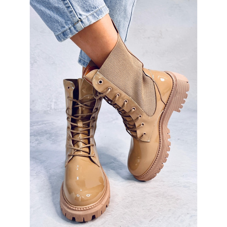 Stivali militari con tomaia a calzino Sanna Khaki beige 1