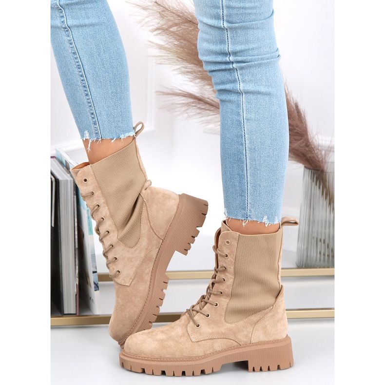 Stivali militari con tomaia a calzino Nevada beige 1