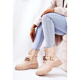 WS1 Stivali Da Lavoro Molisa Beige Con Catena d'oro 2
