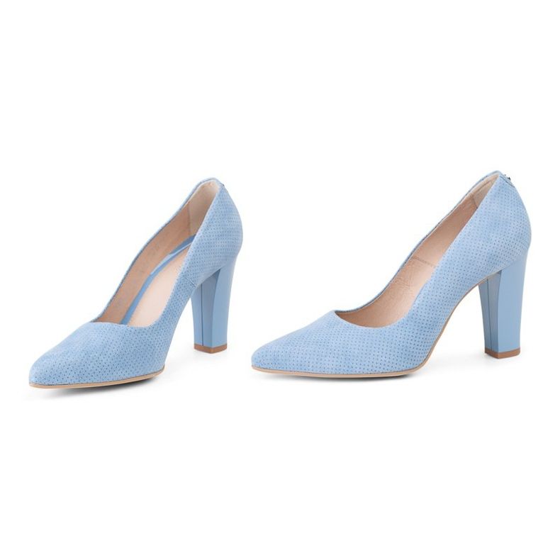 Marco Shoes Décolleté in pelle scamosciata blu con pois 3D 1