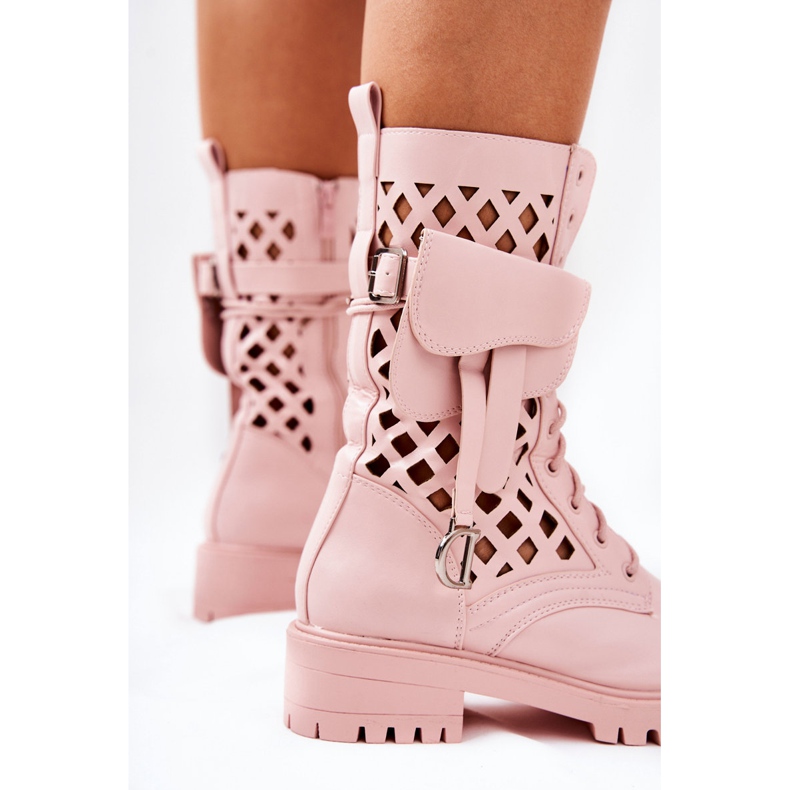 PS1 Stivali traforati con il rene Pink Rock Star rosa 1