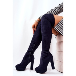WS1 Stivali con tacco scamosciati Minesa blu navy 2