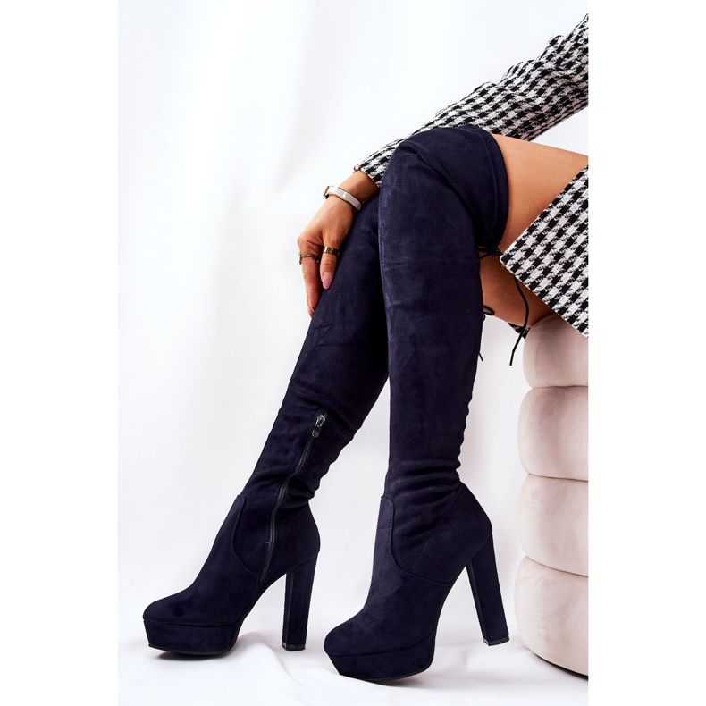 WS1 Stivali con tacco scamosciati Minesa blu navy 2