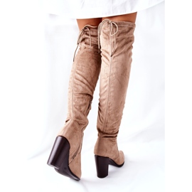 Vinceza Stivali Donna Con Tacco Camoscio Beige Monleek 5