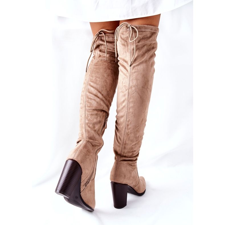 Vinceza Stivali Donna Con Tacco Camoscio Beige Monleek 5