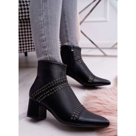 PS1 Stivali Da Donna Con Tacco In Spitz Con Rivetti Nero Prima 1