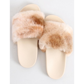 Pantofole in pelliccia ombre beige Emy 1