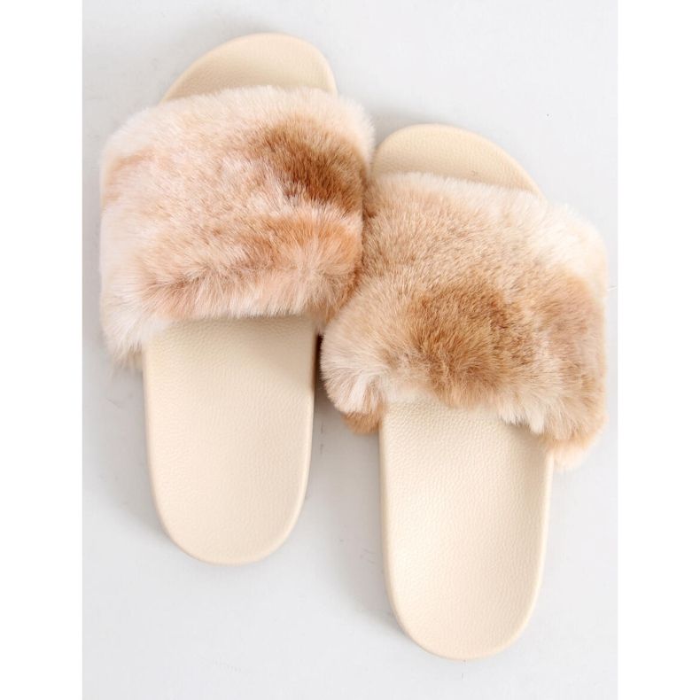 Pantofole in pelliccia ombre beige Emy 1