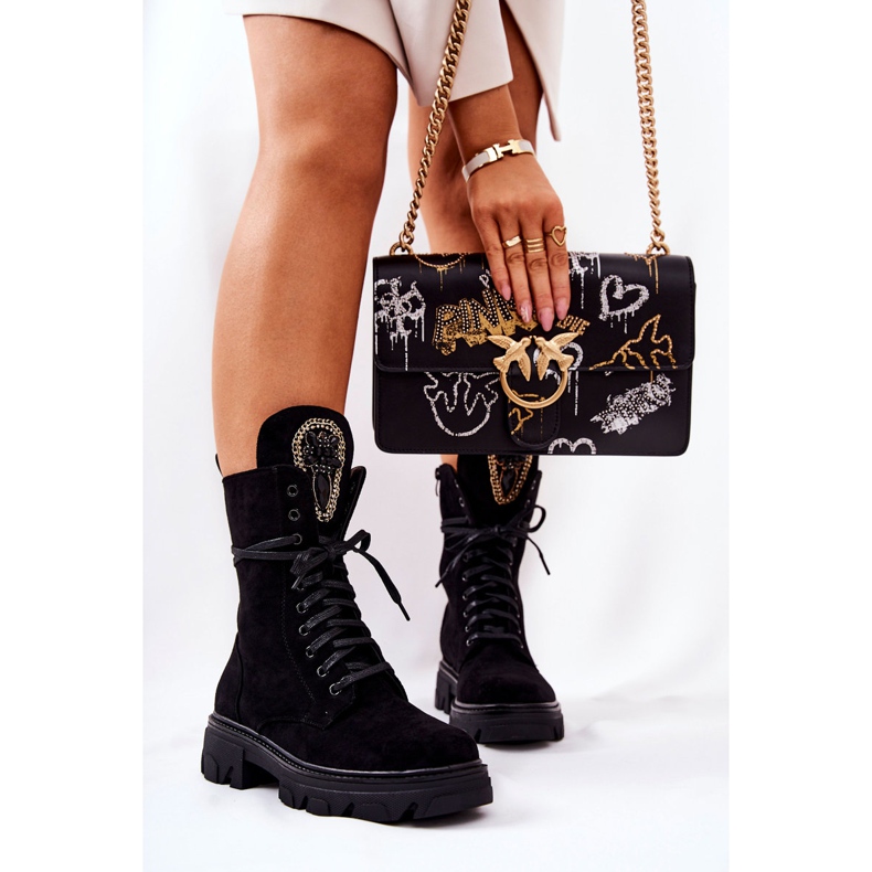 PL4 Stivali in camoscio nero con decorazioni Elaina 2