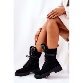PL4 Stivali in camoscio nero con decorazioni Elaina 1