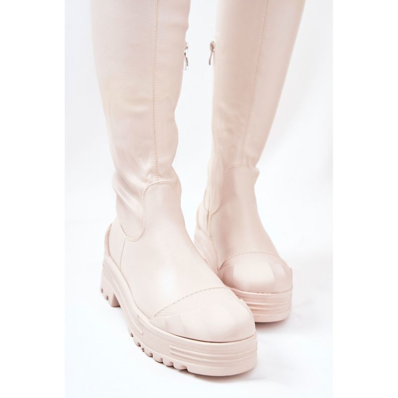 PG2 Stivali Alti Con Cerniera Charmaine Beige 1
