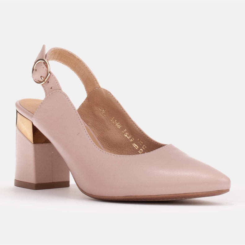 Marco Shoes Décolleté beige con inserto dorato sul tallone rosa 1