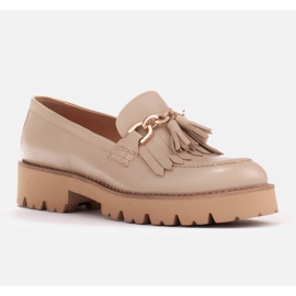 Marco Shoes Mocassini con catena dorata su suola leggera beige 1