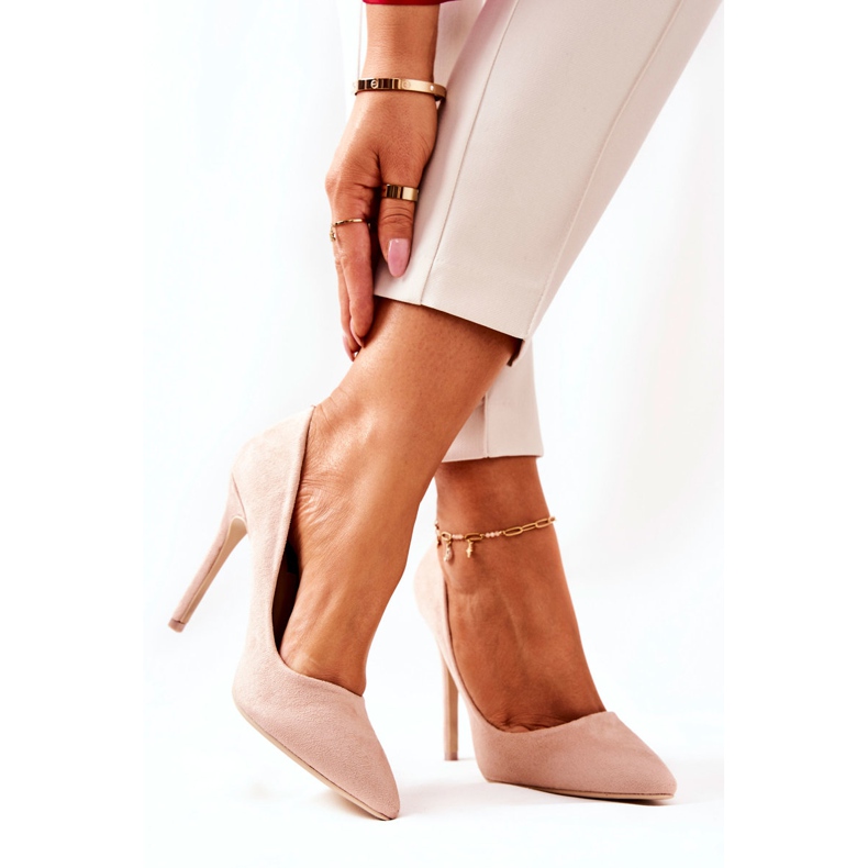 WS1 Scarpe con tacco in pelle scamosciata Beige Melany 2