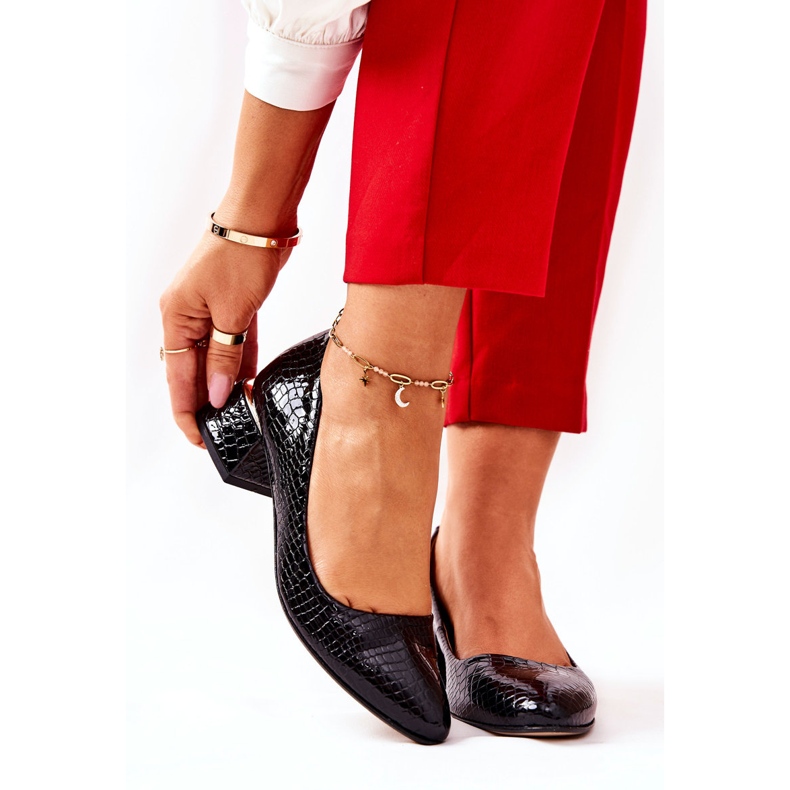 Lewski Shoes Décolleté in pelle di serpente Lewski 3118 Nero 2