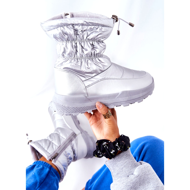 PE1 Stivali da neve caldi Starbone argento da donna con cerniera 1