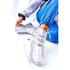 PE1 Stivali da neve caldi Starbone argento da donna con cerniera 2