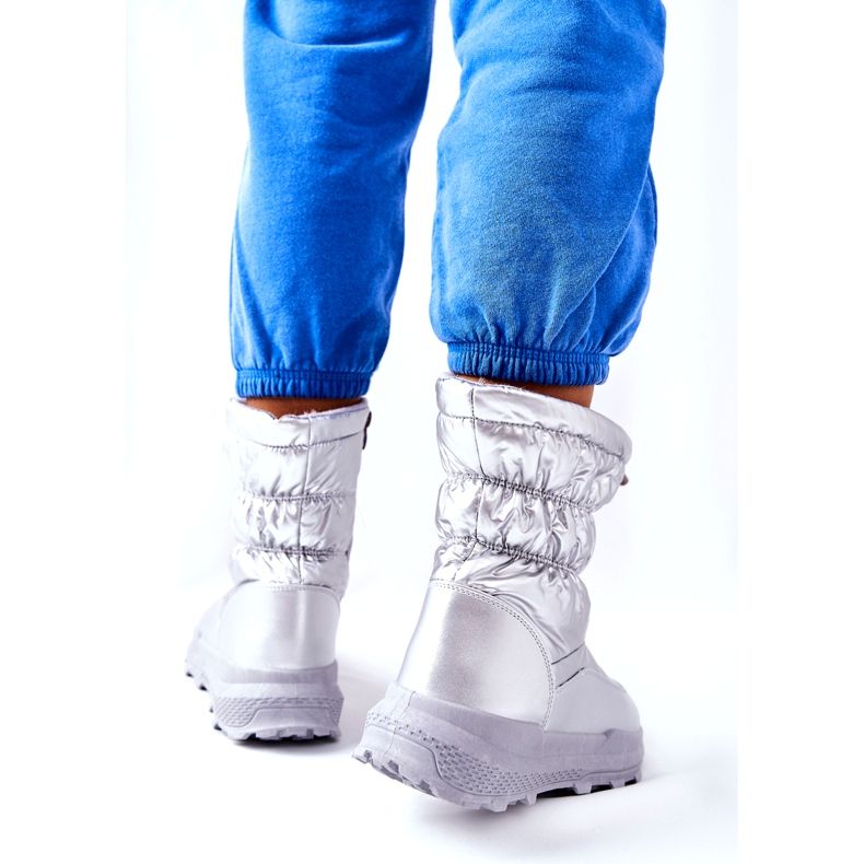 PE1 Stivali da neve caldi Starbone argento da donna con cerniera 3
