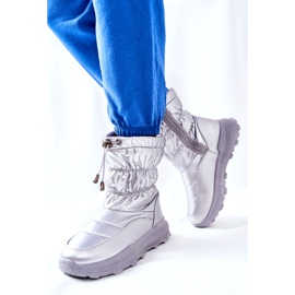 PE1 Stivali da neve caldi Starbone argento da donna con cerniera 4