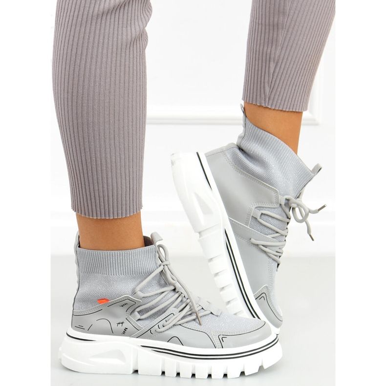 Scarpe sportive calzino Malin Grey grigio 1