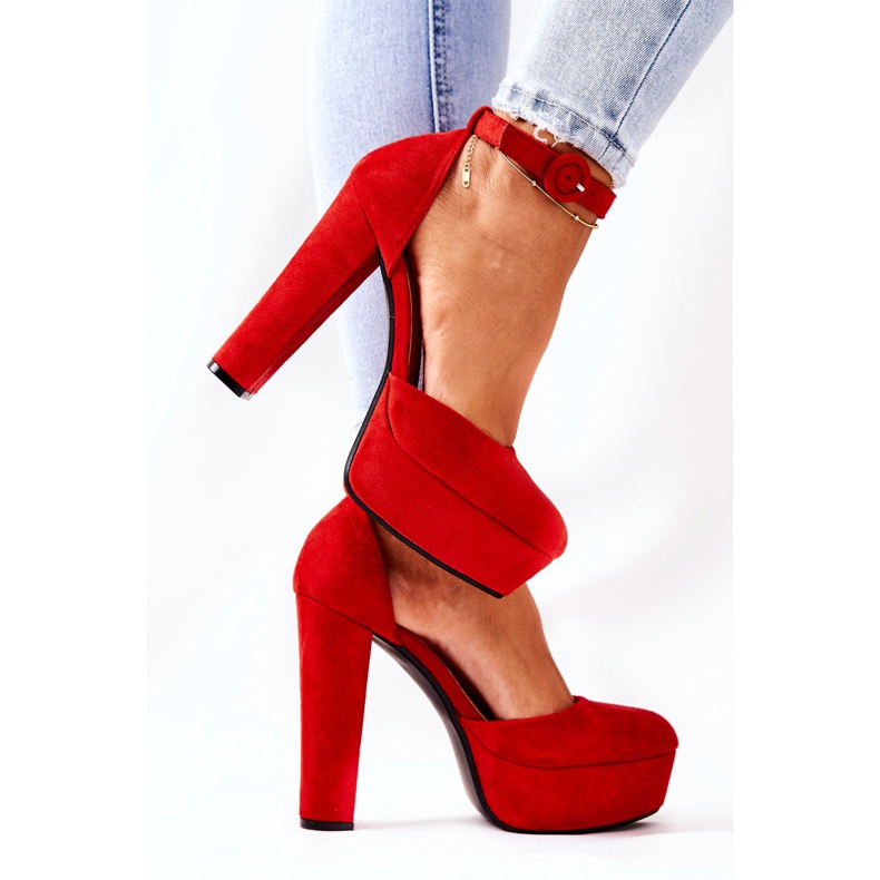 WS1 Décolleté su piattaforma in pelle scamosciata Netel rossa post rosso 2
