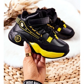 PJ2 Stivali da neve caldi neri per bambini Herry nero giallo 1