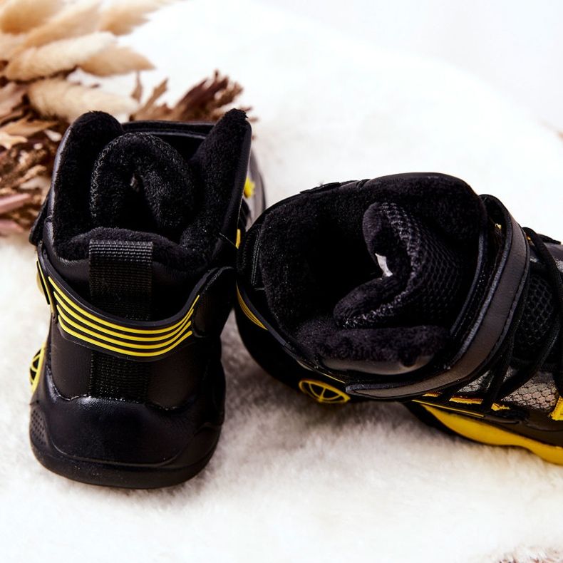PJ2 Stivali da neve caldi neri per bambini Herry nero giallo 2
