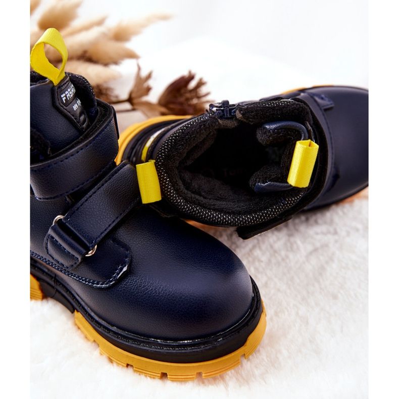 PJ2 Stivali Caldi Da Bambino Con Velcro Blu Navy Fruzio 1